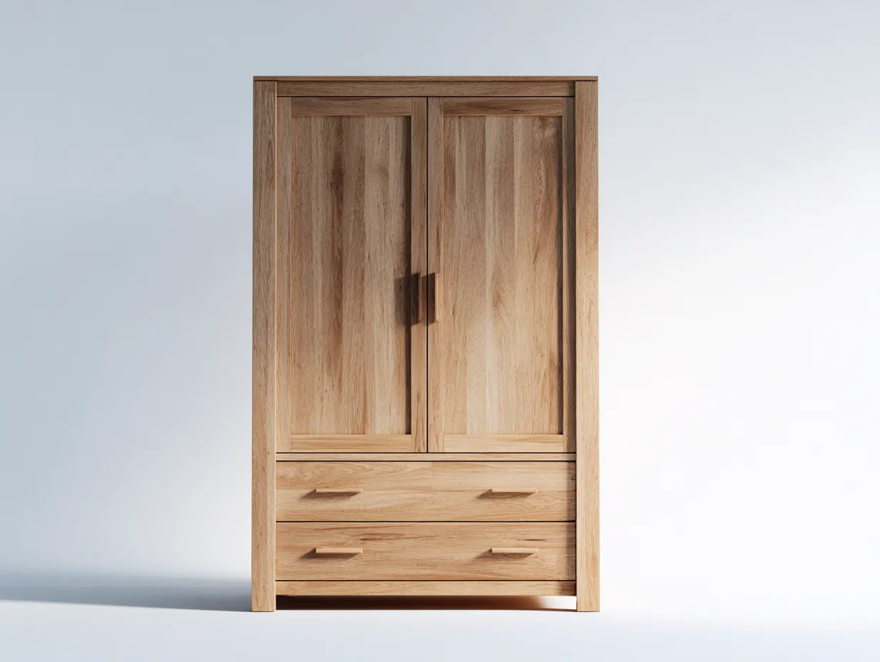 Kleiderschränke mit zwei Türen Massivholz 100x50x190 cm - Naturholz - Zeitloses Design geeignet für das Wohnzimmer-Oakgetnest