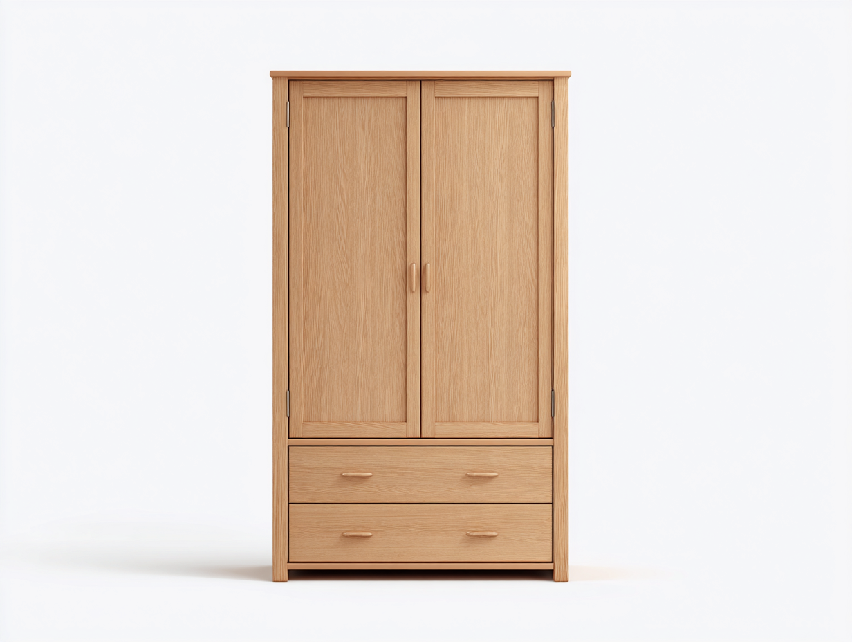 Kleiderschränke mit zwei Türen Massivholz 95x55x200 cm - Naturholz - Zeitloses Design geeignet für das Wohnzimmer-Oakgetnest