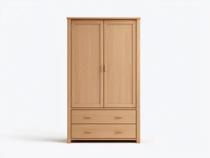 Kleiderschränke mit zwei Türen Massivholz 95x55x200 cm - Naturholz - Zeitloses Design geeignet für das Wohnzimmer-Oakgetnest