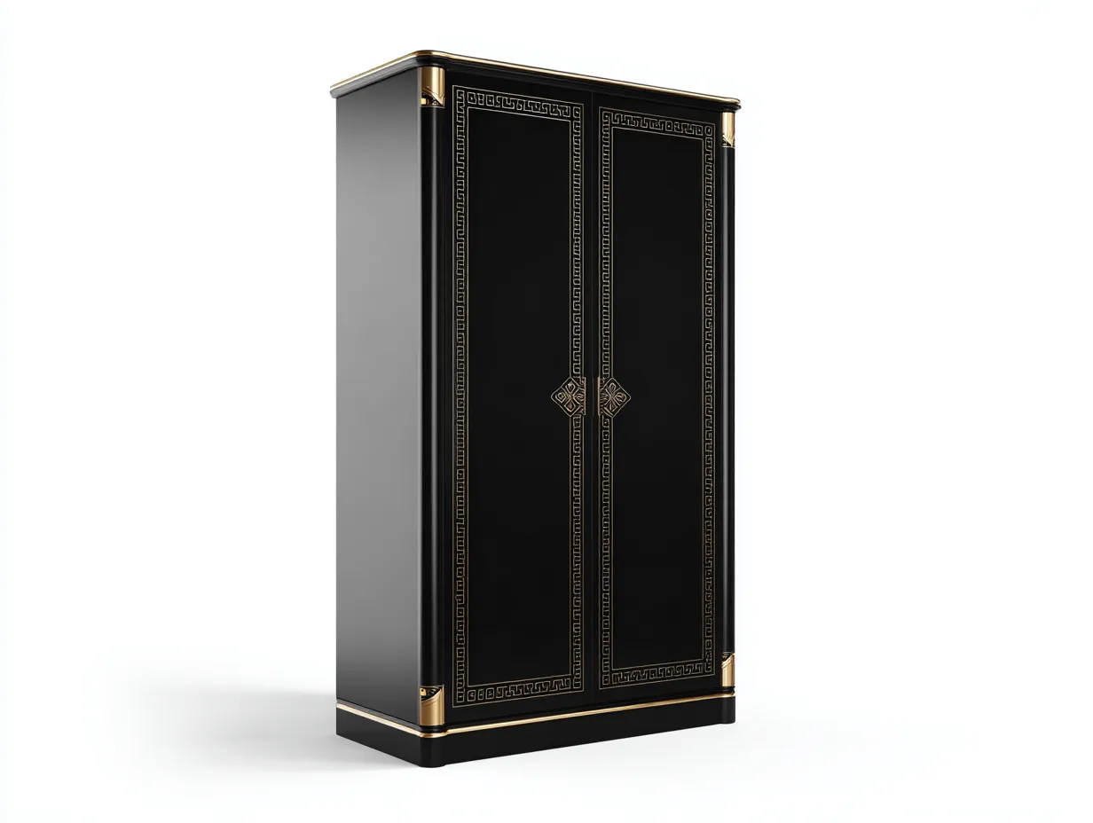 Kleiderschränke mit zwei Türen Holzwerkstoff 100x60x200 cm - Schwarz - Gold - Luxuriöses Design geeignet für das Wohnzimmer-Oakgetnest