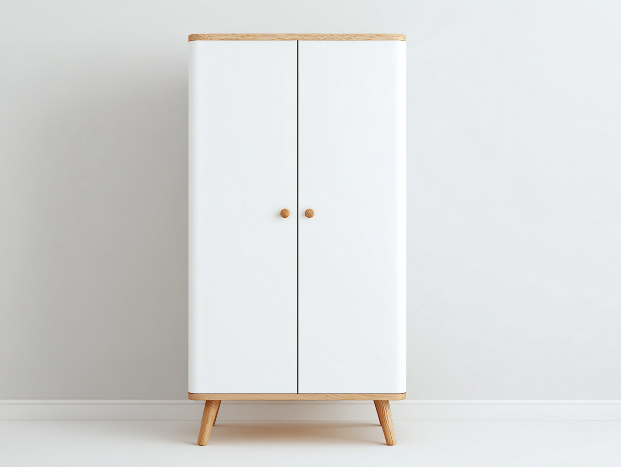 Kleiderschränke mit zwei Türen Holzwerkstoff 90x55x185 cm - Weiß - Skandinavisches Design geeignet für das Wohnzimmer-Oakgetnest