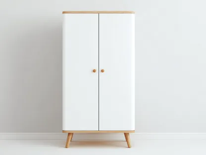 Kleiderschränke mit zwei Türen Holzwerkstoff 90x55x185 cm - Weiß - Skandinavisches Design geeignet für das Wohnzimmer-Oakgetnest