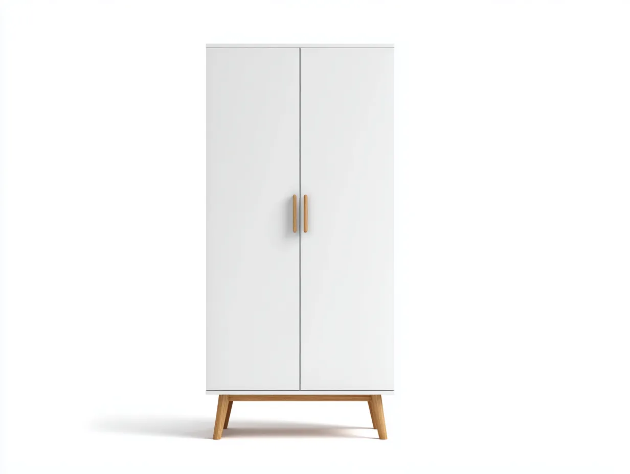 Kleiderschränke mit zwei Türen Holzwerkstoff 80x55x190 cm - Weiß - Skandinavisches Design geeignet für das Wohnzimmer-Oakgetnest