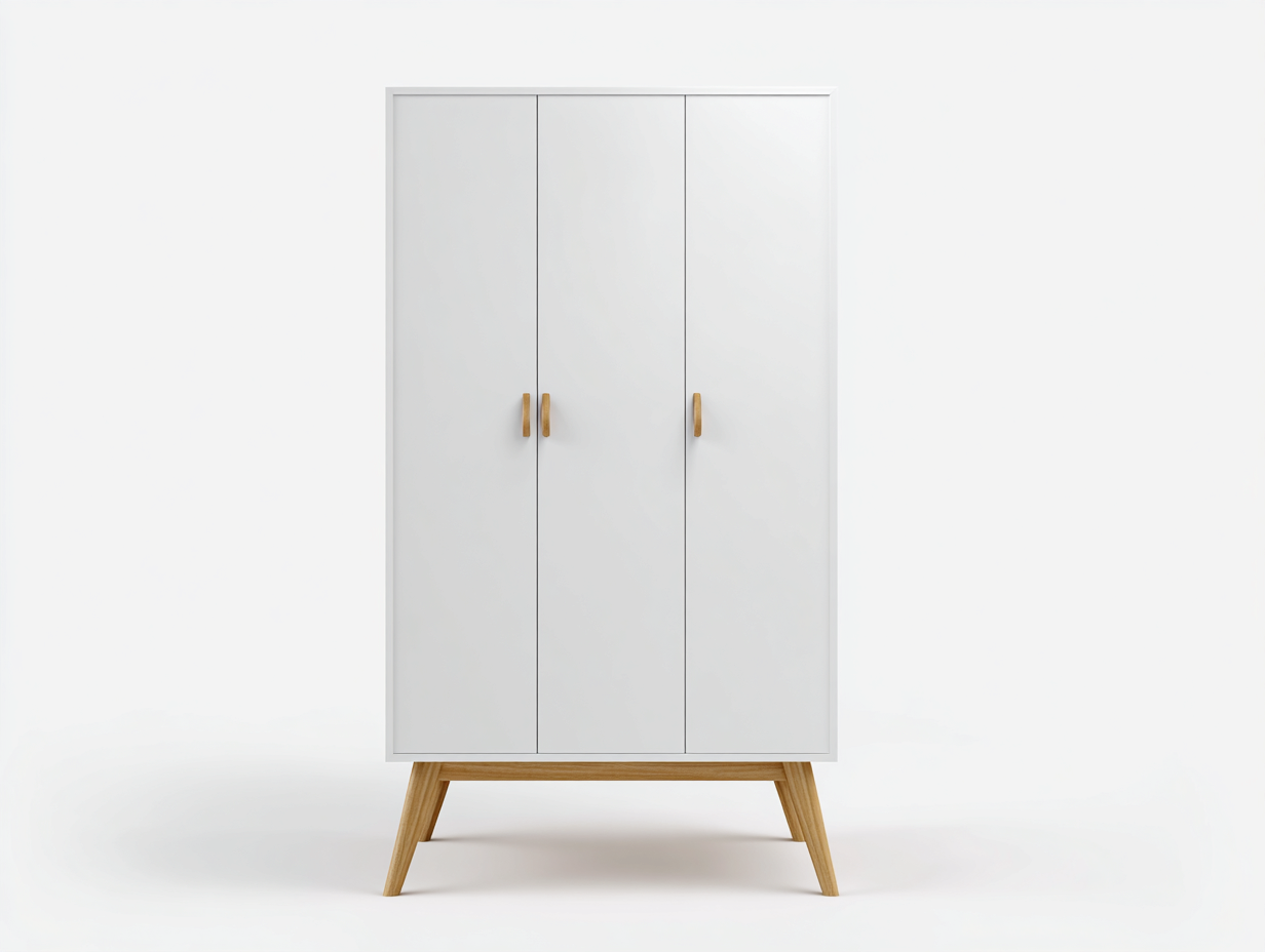 Kleiderschränke mit drei Türen Holzwerkstoff 120x55x190 cm - Weiß - Skandinavisches Design geeignet für das Wohnzimmer-Oakgetnest