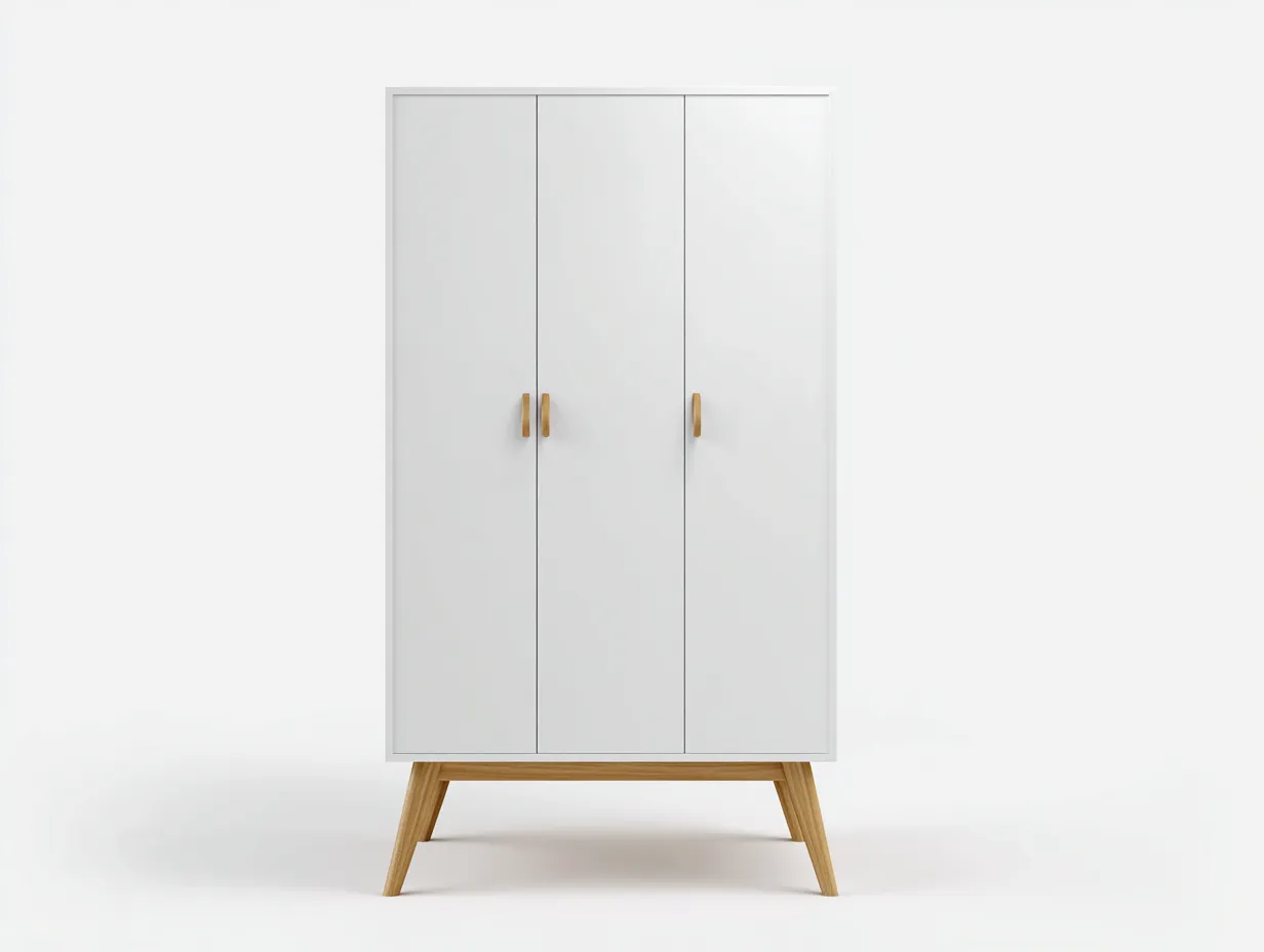 Kleiderschränke mit drei Türen Holzwerkstoff 120x55x190 cm - Weiß - Skandinavisches Design geeignet für das Wohnzimmer-Oakgetnest