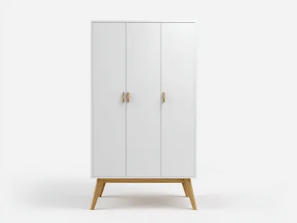 Kleiderschränke mit drei Türen Holzwerkstoff 120x55x190 cm - Weiß - Skandinavisches Design geeignet für das Wohnzimmer-Oakgetnest