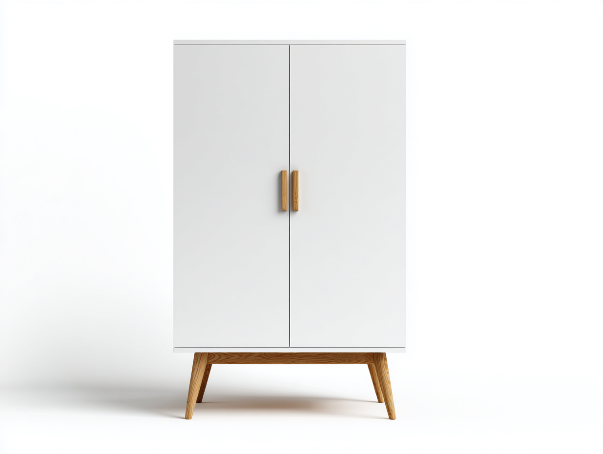 Kleiderschränke mit zwei Türen Holzwerkstoff 90x55x185 cm - Weiß - Skandinavisches Design geeignet für das Wohnzimmer-Oakgetnest