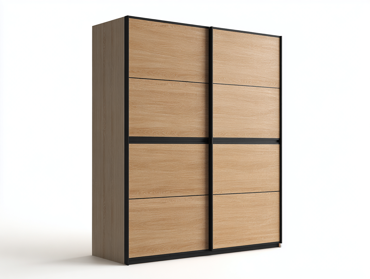 Kleiderschränke mit Schiebetüren Holzoptik 200x65x210 cm - Eiche - Schwarz - Modernes Design geeignet für das Wohnzimmer-Oakgetnest