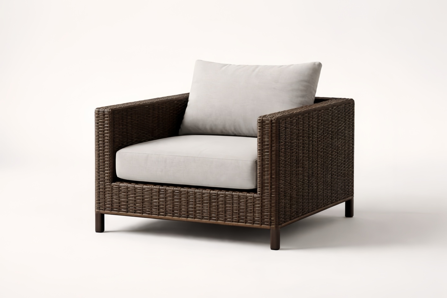 Sedia relax da esterno in Rattan Sintetico con Cuscini in Tessuto Poliestere Grigio