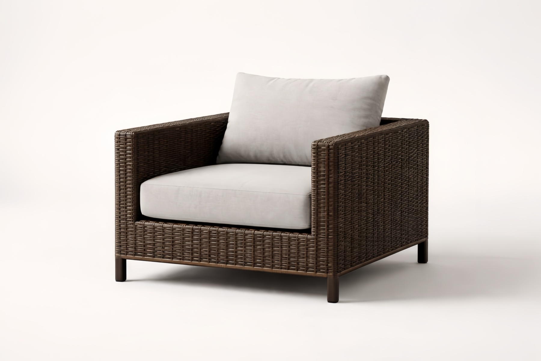 Sedia relax da esterno in Rattan Sintetico con Cuscini in Tessuto Poliestere Grigio