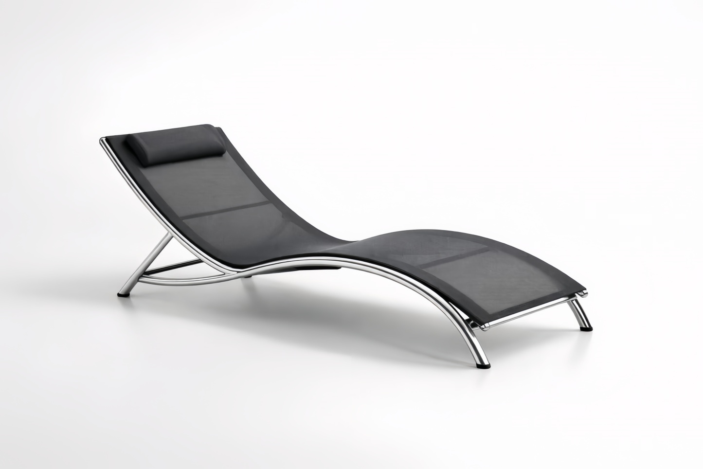 Chaise Longue in Acciaio Inox e Tessuto Textilene Nero