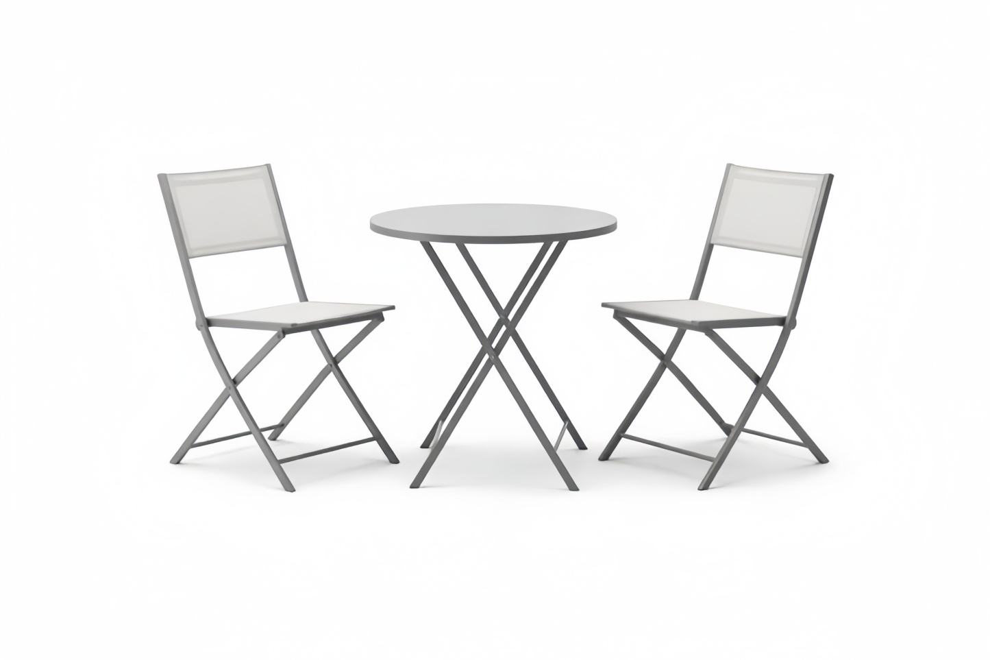 Set Tavolo e Sedie Pieghevoli in Alluminio e Tessuto Sintetico Grigio