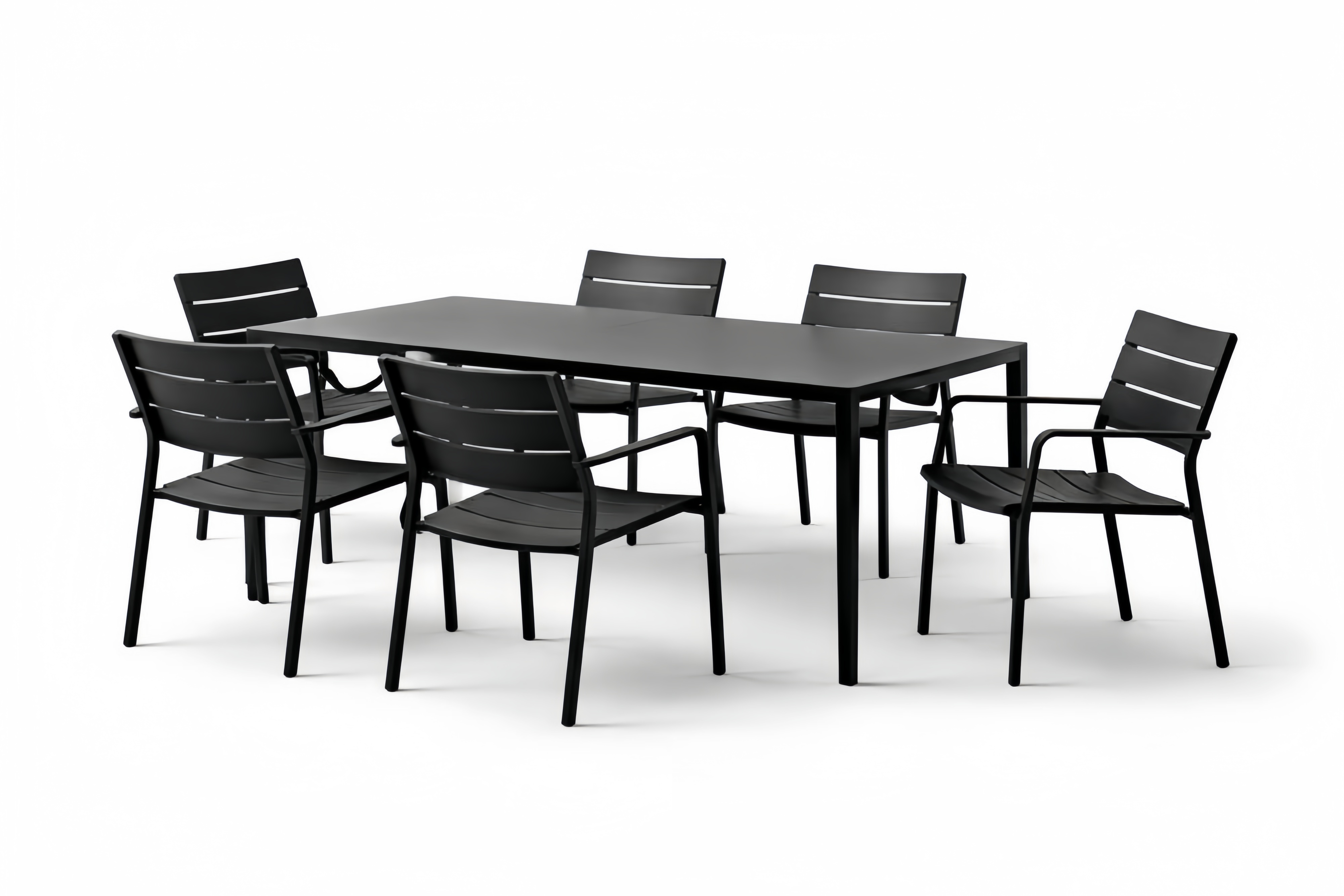 Set da Pranzo da Esterno con Tavolo e 6 Sedie in Alluminio Nero