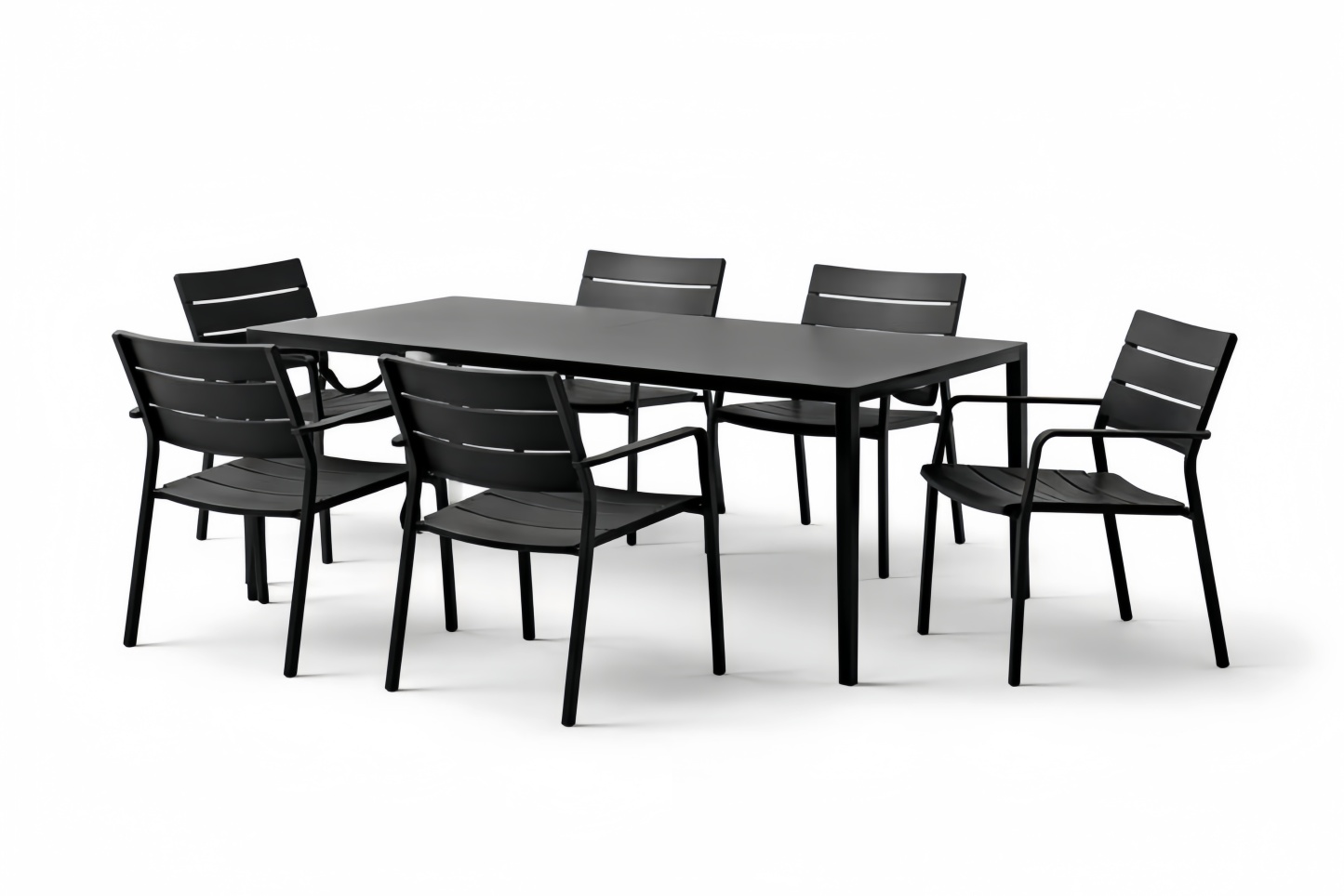 Set da Pranzo da Esterno con Tavolo e 6 Sedie in Alluminio Nero