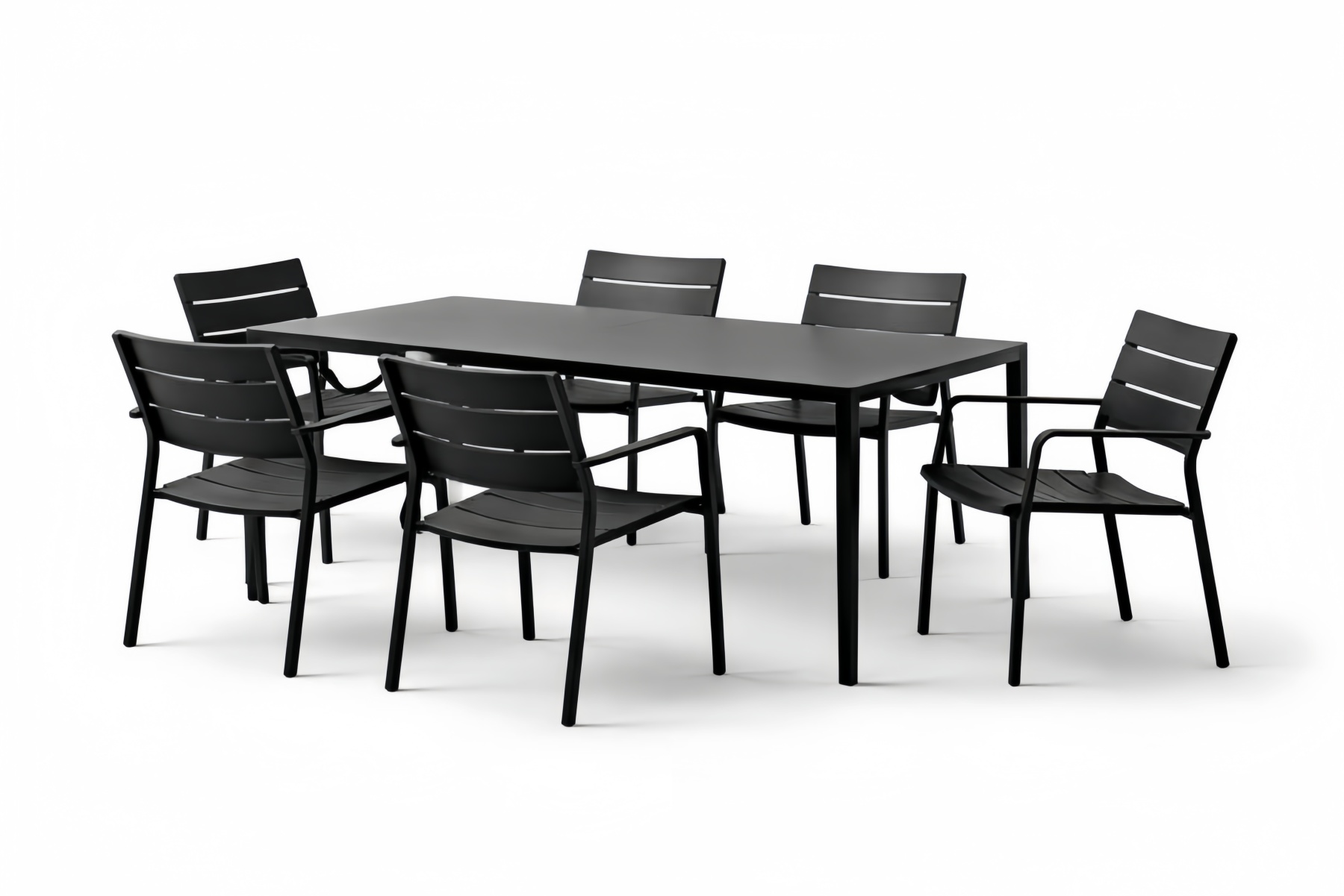 Set da Pranzo da Esterno con Tavolo e 6 Sedie in Alluminio Nero