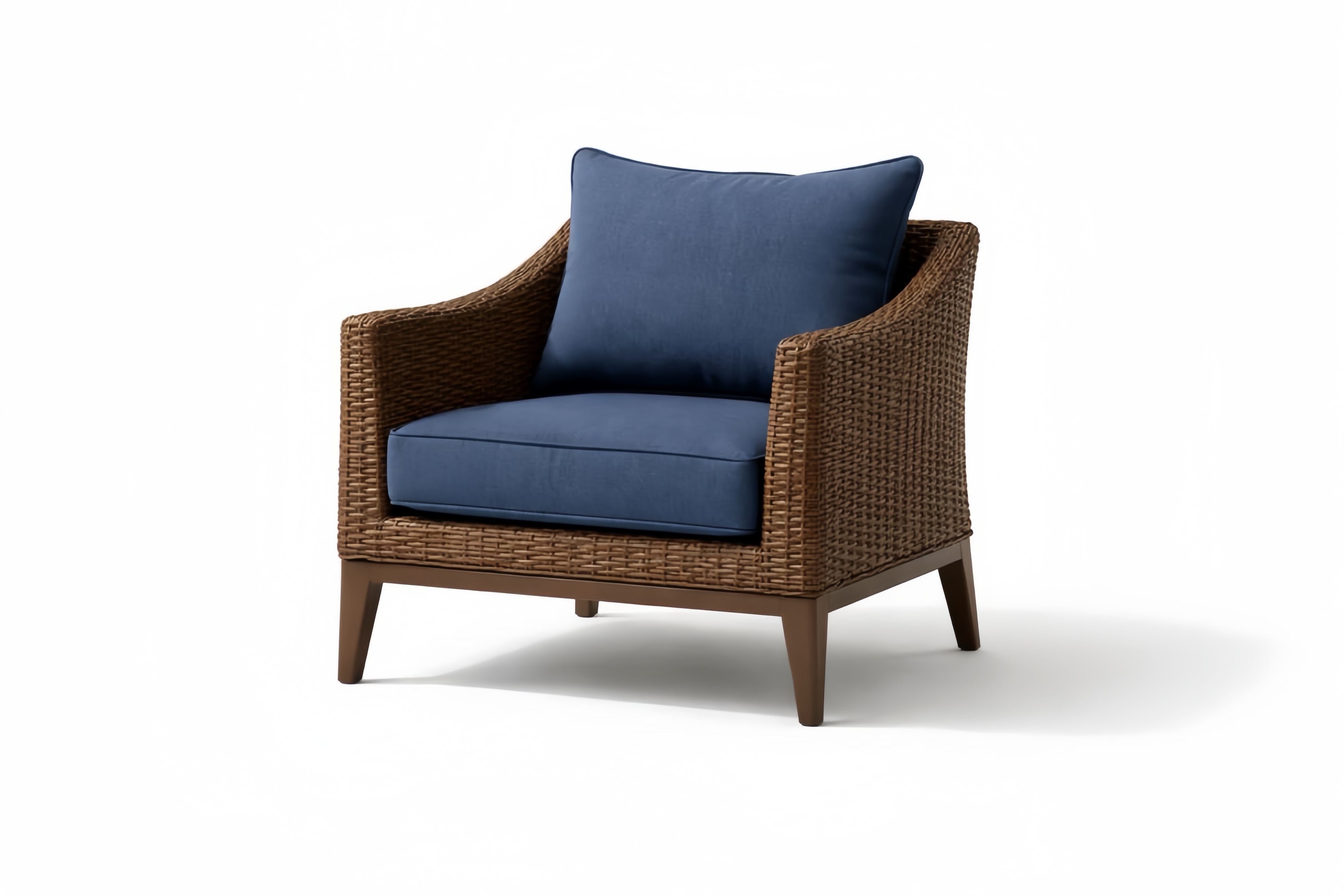 Sedia relax da esterno in Rattan con cuscini Blu 80x85x75 cm(Lu×L×H)