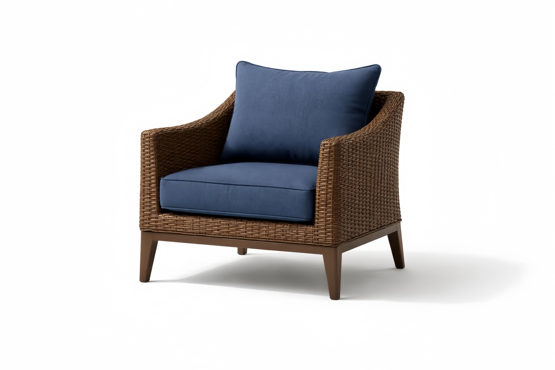 Sedia relax da esterno in Rattan con cuscini Blu 80x85x75 cm(Lu×L×H)