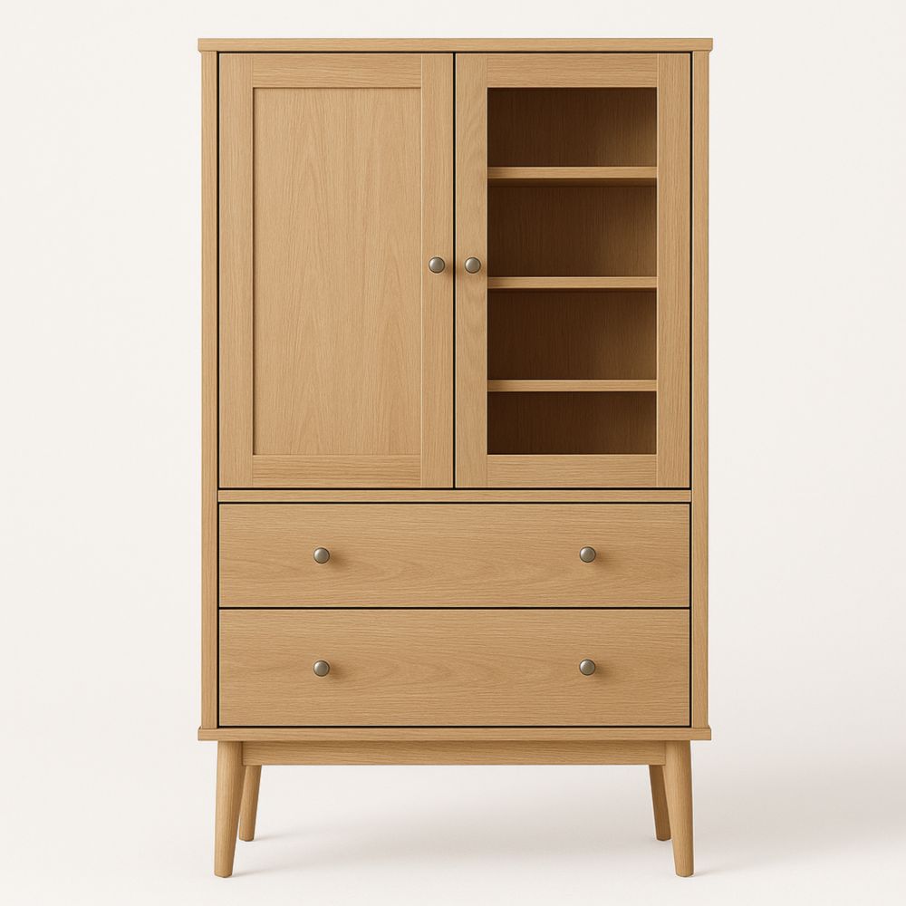 Armoire de rangement en bois avec portes et tiroirs 120x80x40 cm