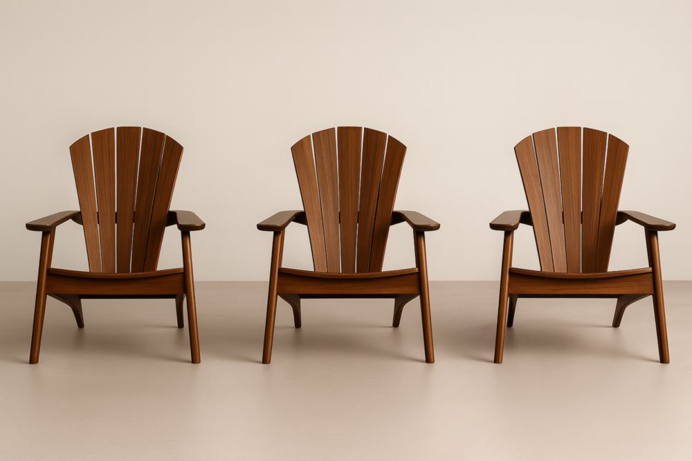 Lot de 3 chaises Adirondack en bois extérieur Brun