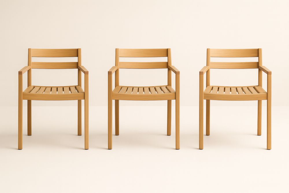 Lot de 3 chaises en bois avec accoudoirs