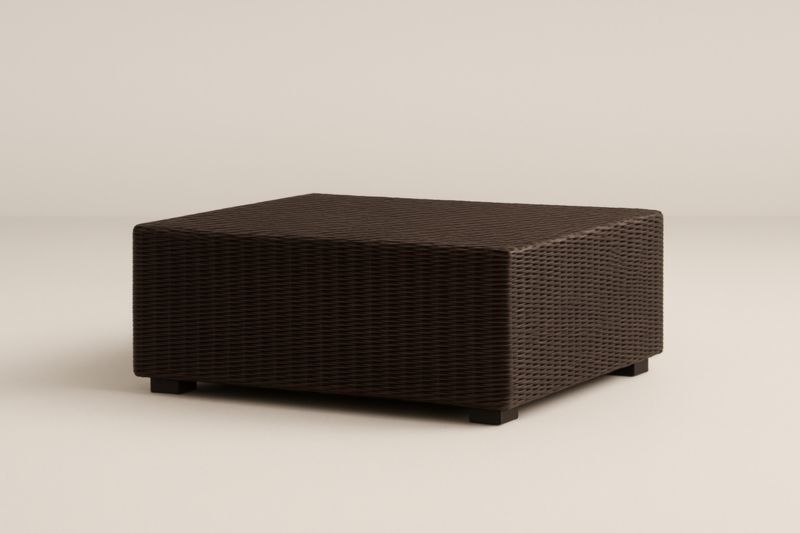 Table basse en résine tressée Marron 90x60x30 cm