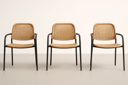 Lot de 3 chaises en métal avec assise en polypropylène tressé