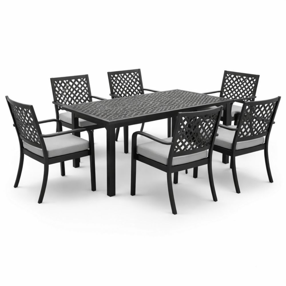 Table de jardin en aluminium noir avec 6 chaises