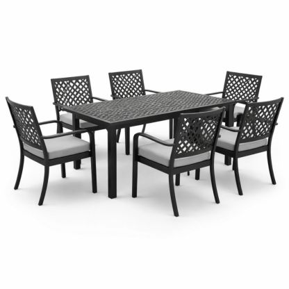 Table de jardin en aluminium noir avec 6 chaises