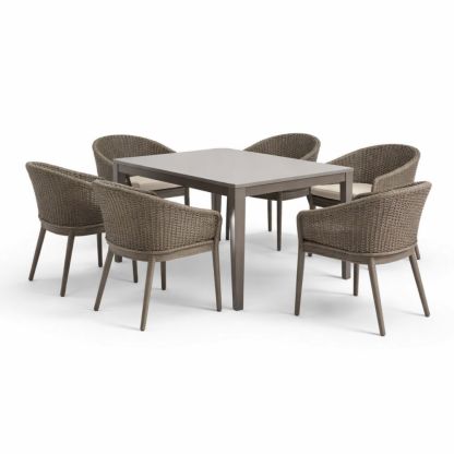 Ensemble de salle à manger extérieur en métal et résine tressée 6 pièces