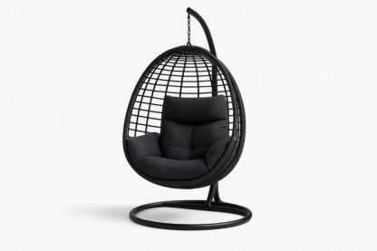Fauteuil suspendu en rotin synthétique noir
