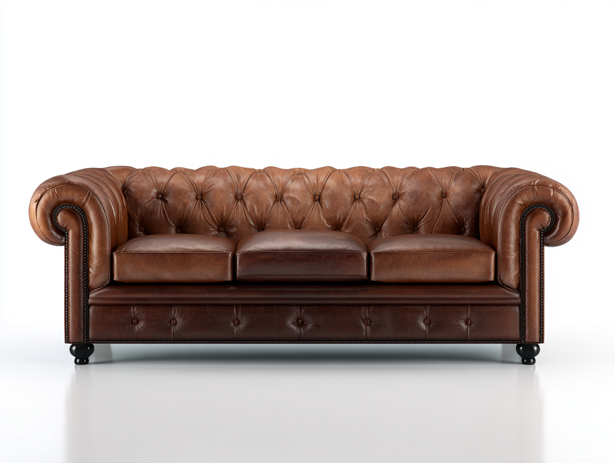 3 Sitzer Sofa Echtleder 225x95x80 cm - Braun - Klassisches Chesterfield Design für Wohnzimmer-Homiuppad