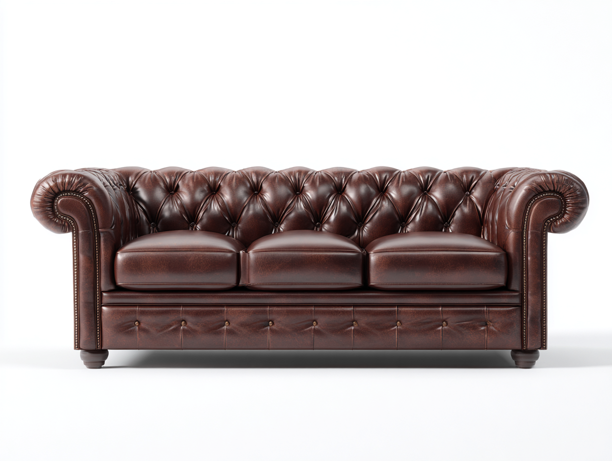 3 Sitzer Sofa Echtleder 220x90x75 cm Braun - Klassisches Chesterfield Design für Wohnzimmer-Homiuppad