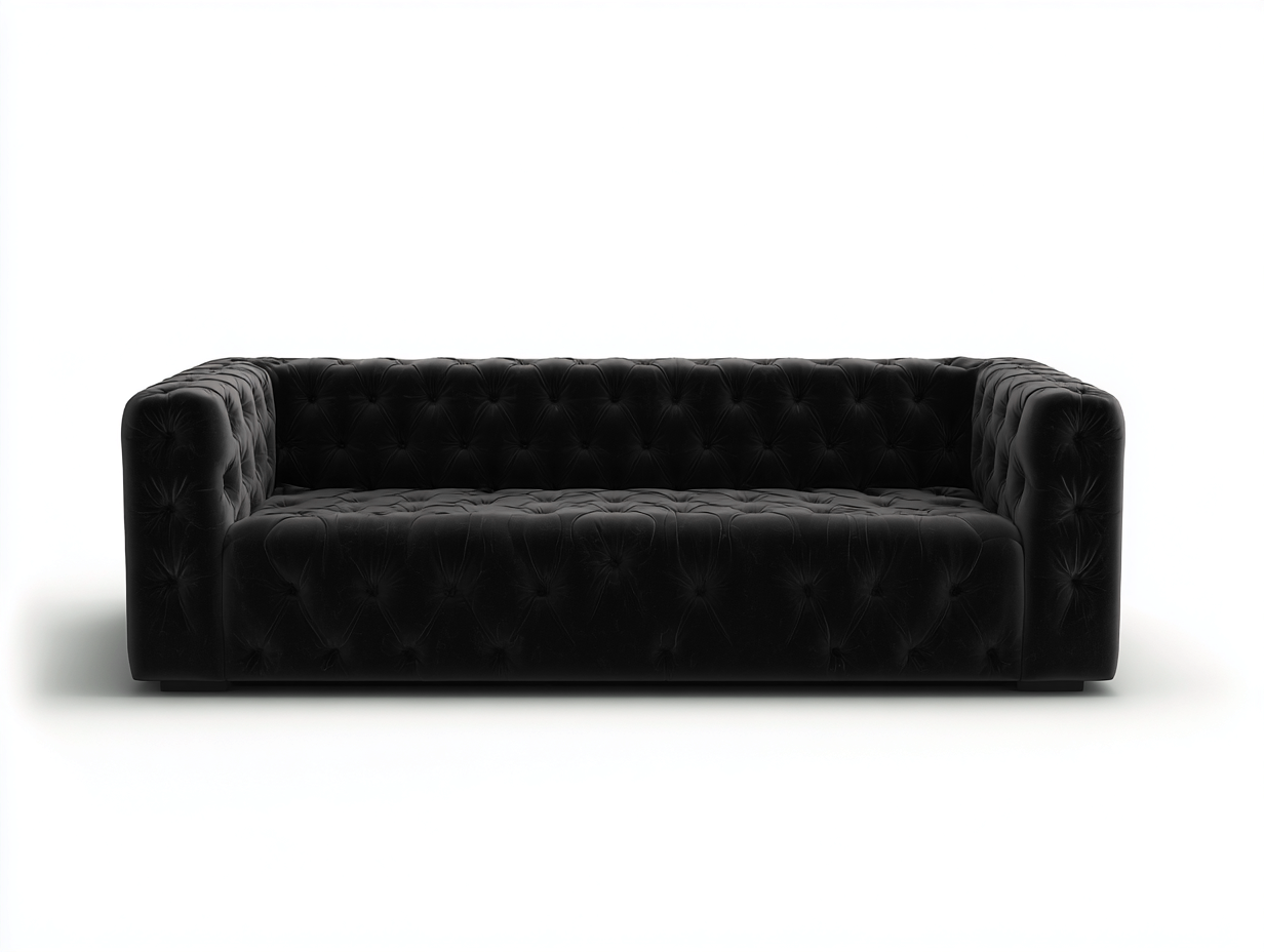 3 Sitzer Sofas Stoffbezug 220x90x75 cm - Schwarz - Klassisches Design für Wohnzimmer-Loftgobay