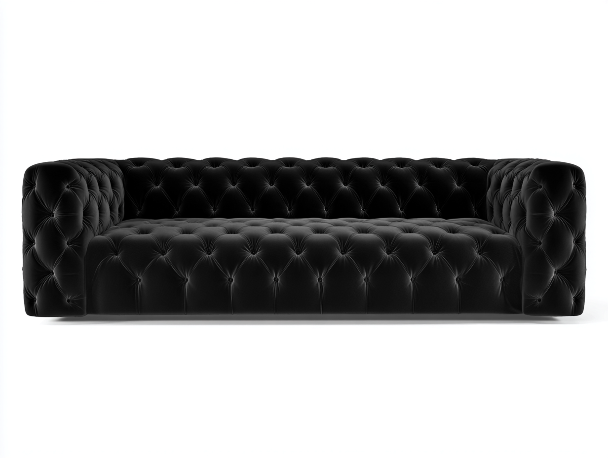 3 Sitzer Sofas Stoffbezug 220x90x75 cm - Schwarz - Klassisches Design für Wohnzimmer-Loftgobay