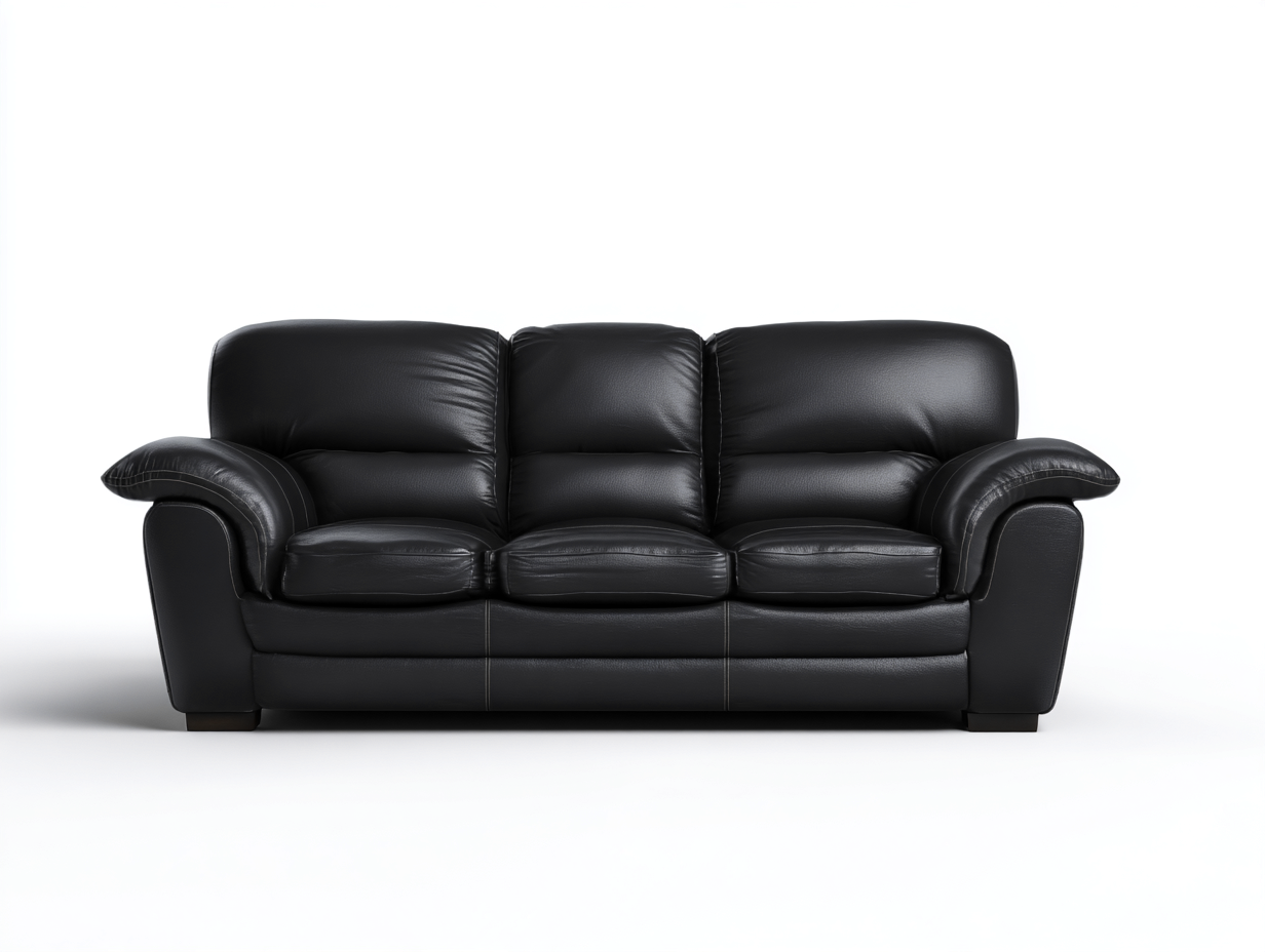 3 Sitzer Sofas Echtleder 215x95x85 cm - Schwarz - Klassisches Design für Wohnzimmer-Loftgobay