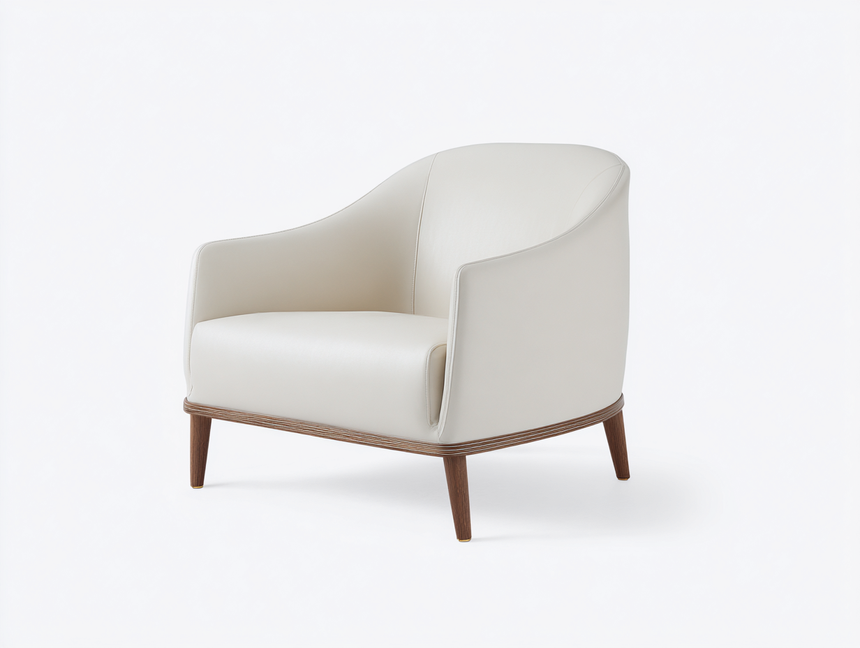 Ledersessel Echtleder 80x78x75 cm - Weiß - Modernes Design für Wohnzimmer-Loftgobay