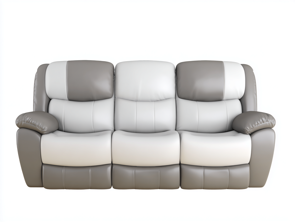 Ledersofas Echtleder 205x98x102 cm - Grau - Weiß - komfortables Sitzdesign für Wohnzimmer-Nestgohub