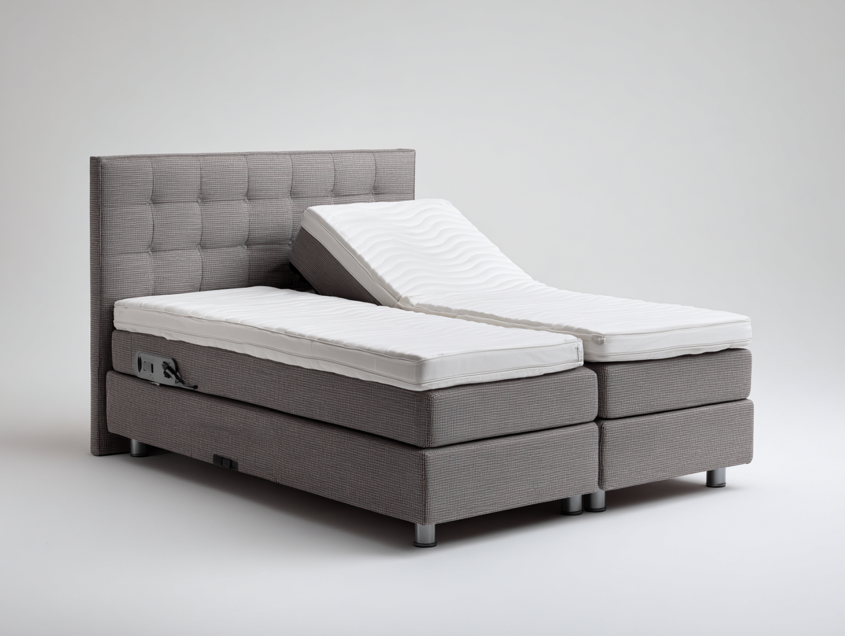 Elektrische Betten Stoffpolster 200x180x108 cm - Grau - elektrisch verstellbares Design für Schlafzimmer-Nestgohub