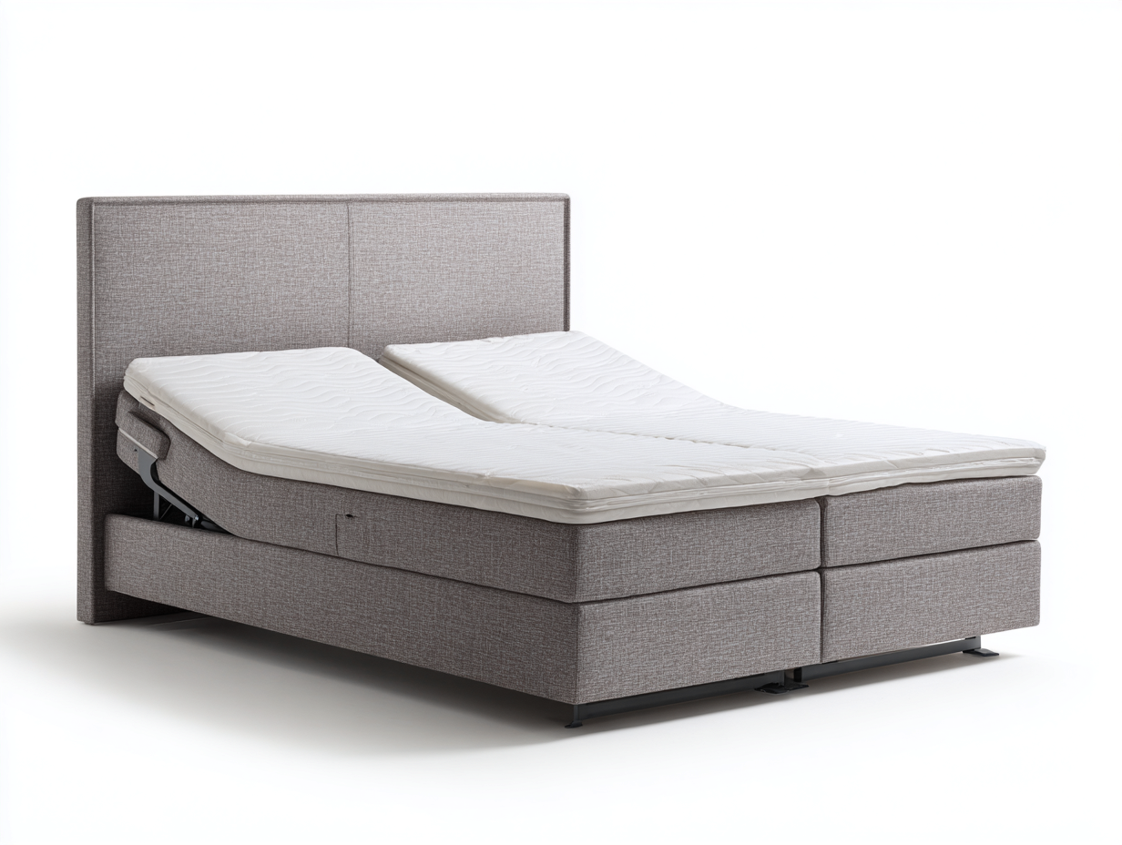 Elektrische Betten Stoffpolster 200x180x104 cm - Grau - elektrisch verstellbares Komfortbett für Schlafzimmer-Nestgohub