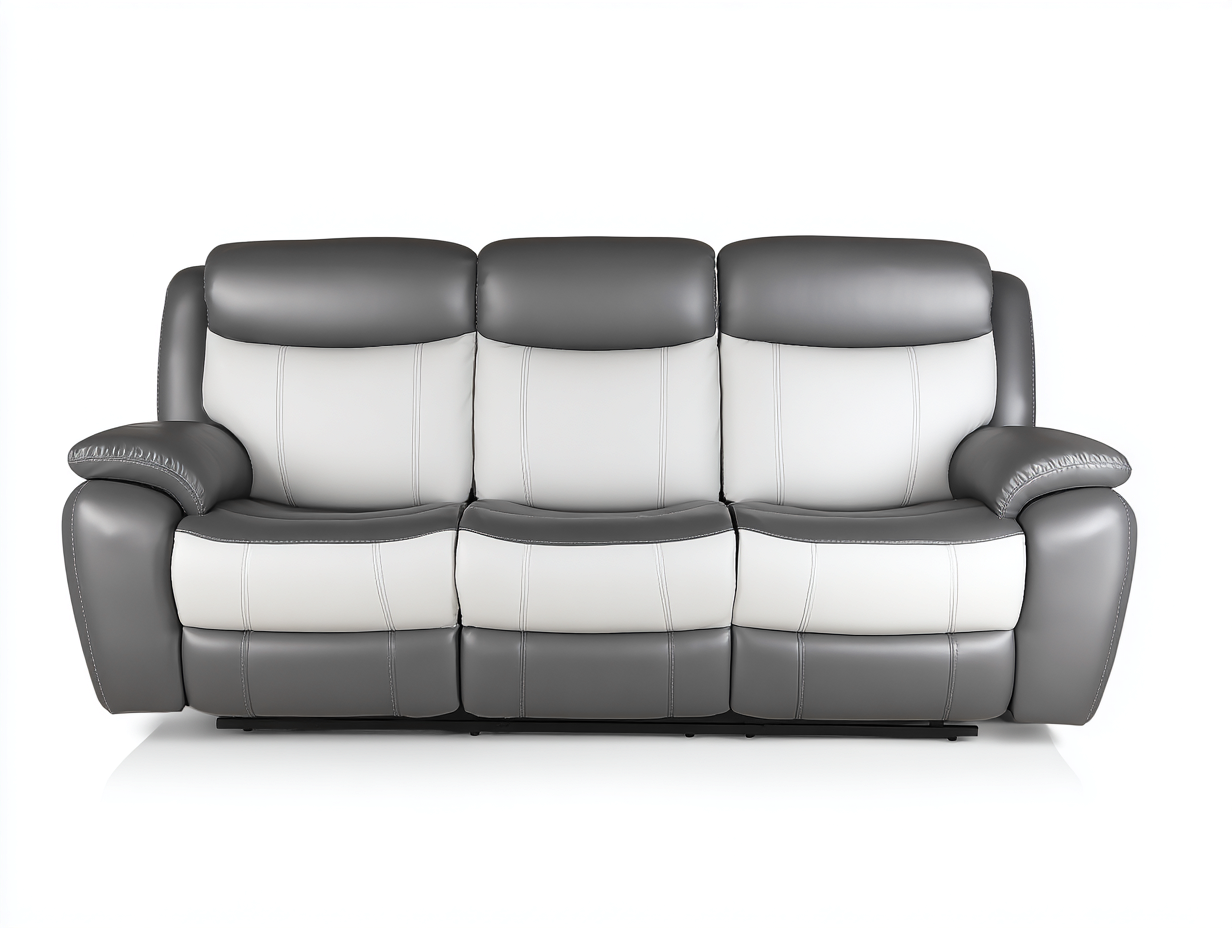 Ledersofas Echtleder 200x95x100 cm - Grau - Weiß - komfortables Design für Wohnzimmer-Nestgohub