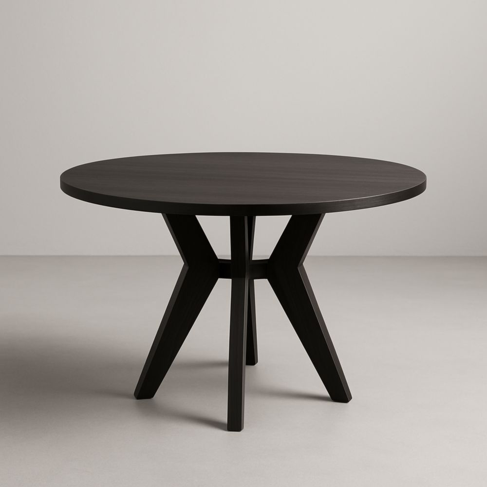 Tavolo Rotondo in Legno Nero Diametro 120 cm-Dwellnordia