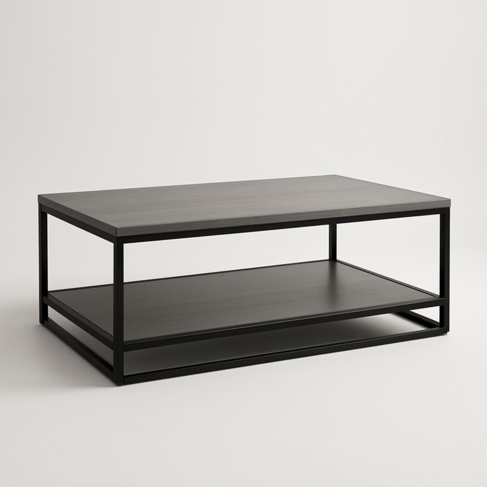 Tavolino rettangolare in legno e metallo nero-Gridestro