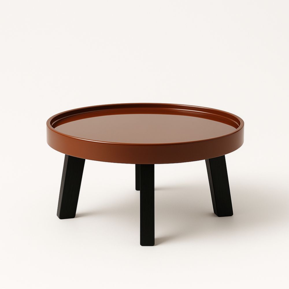 Tavolino da caffè rotondo in acciaio e legno nero 60cm-Gridestro