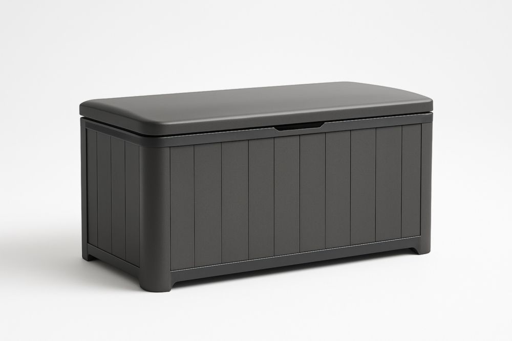 Cassapanca contenitore in plastica nera 120x45x55 cm-Gridestro