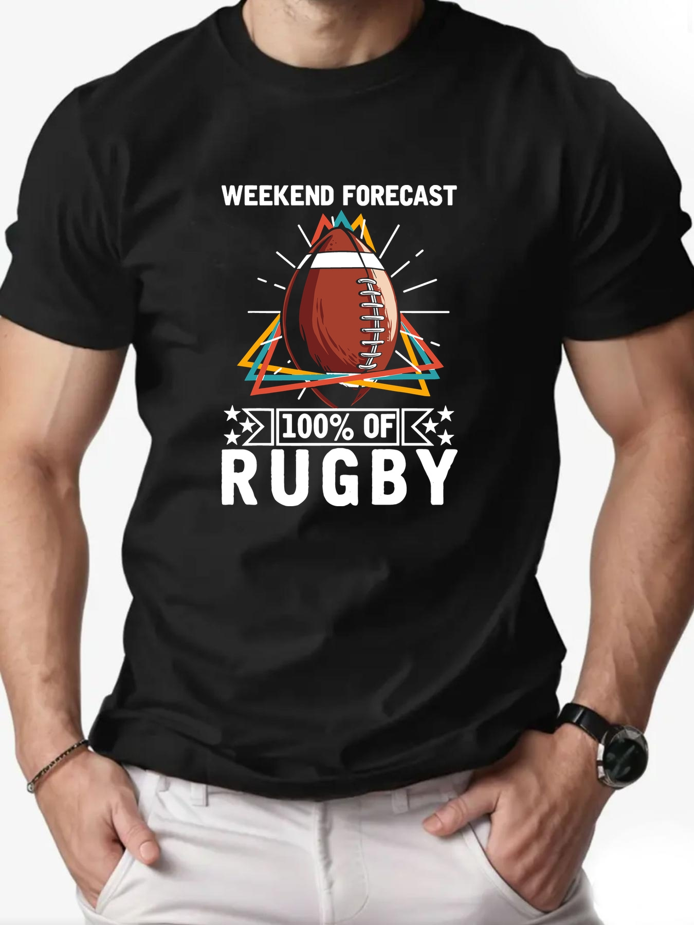 Men'S Summer Casual Short-Sleeve T-Shirt with a Rugby Pattern