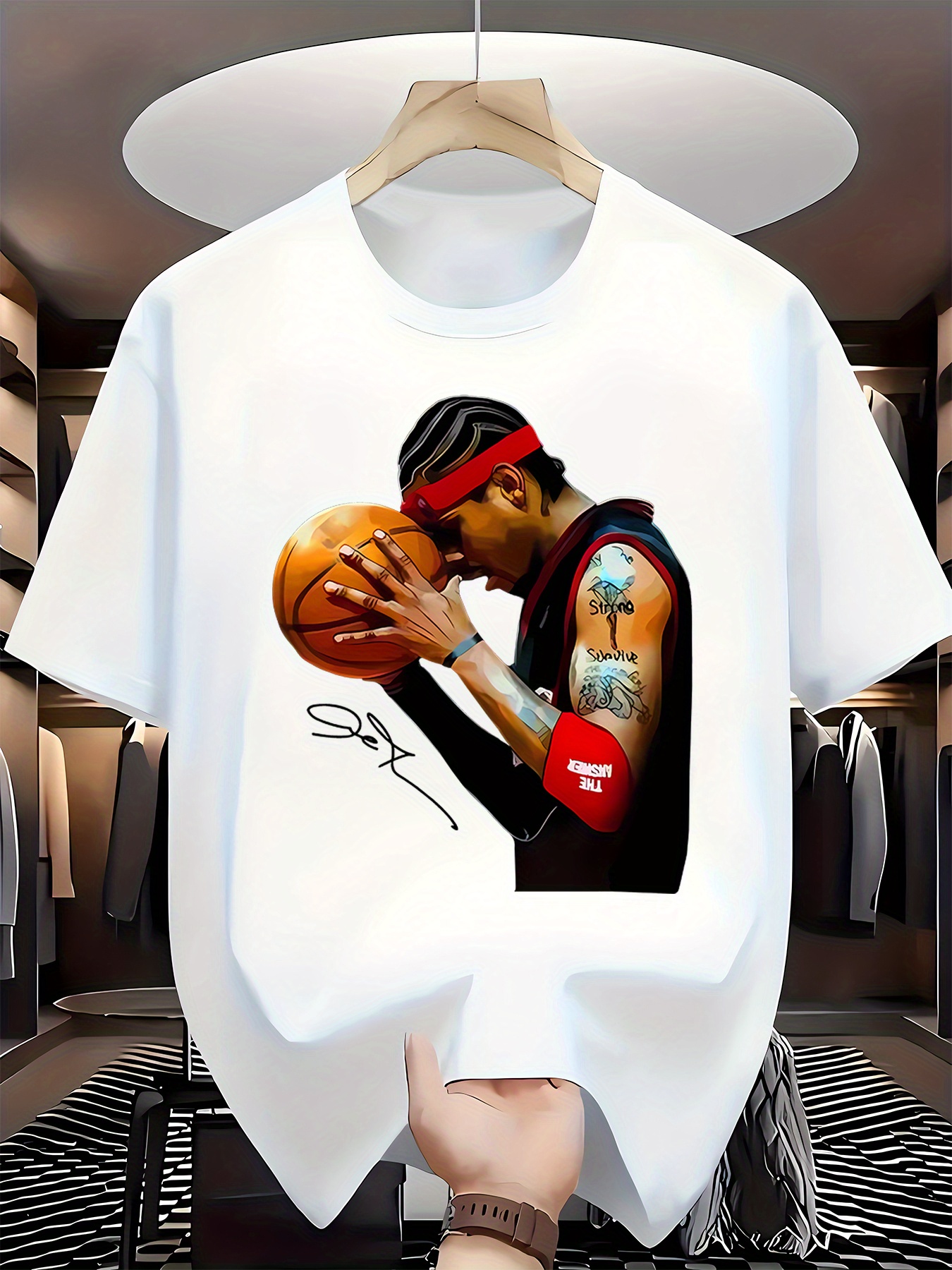 Men's Basketball Jersey T-Shirt with Dunking Player Graphic - Yellow & Black Team Design, Breathable Moisture-Wicking Short Sleeve Shirt for Casual Wear, Training & | All-Season Round Neck Tee