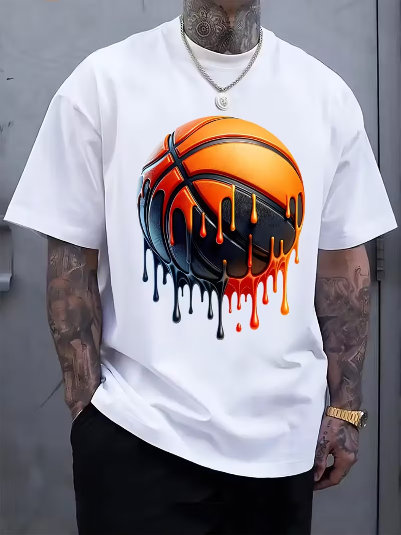 Men's Basketball Jersey T-Shirt with Dunking Player Graphic - Yellow & Black Team Design, Breathable Moisture-Wicking Short Sleeve Shirt for Casual Wear, Training & | All-Season Round Neck Tee