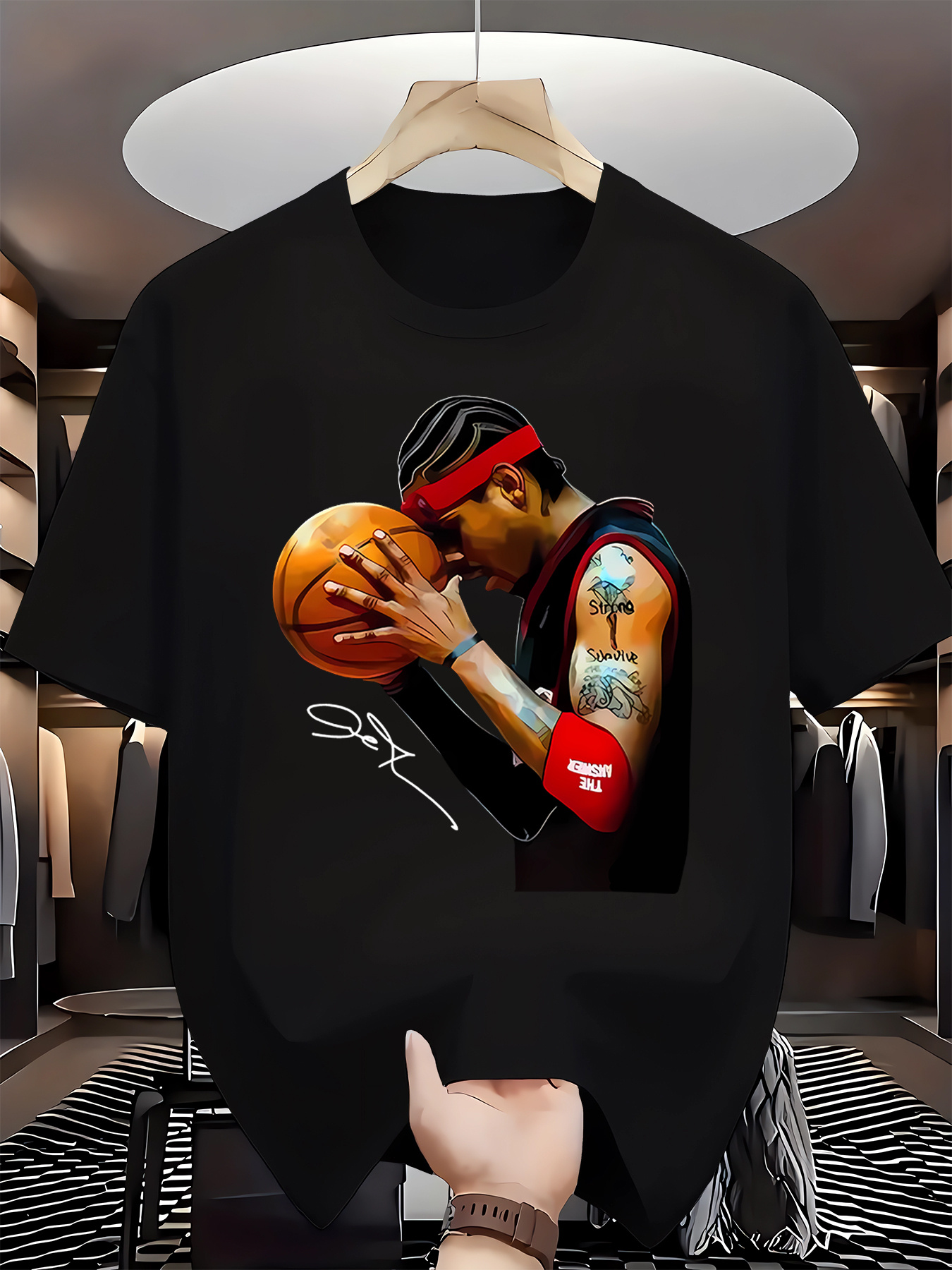 Men's Basketball Jersey T-Shirt with Dunking Player Graphic - Yellow & Black Team Design, Breathable Moisture-Wicking Short Sleeve Shirt for Casual Wear, Training & | All-Season Round Neck Tee