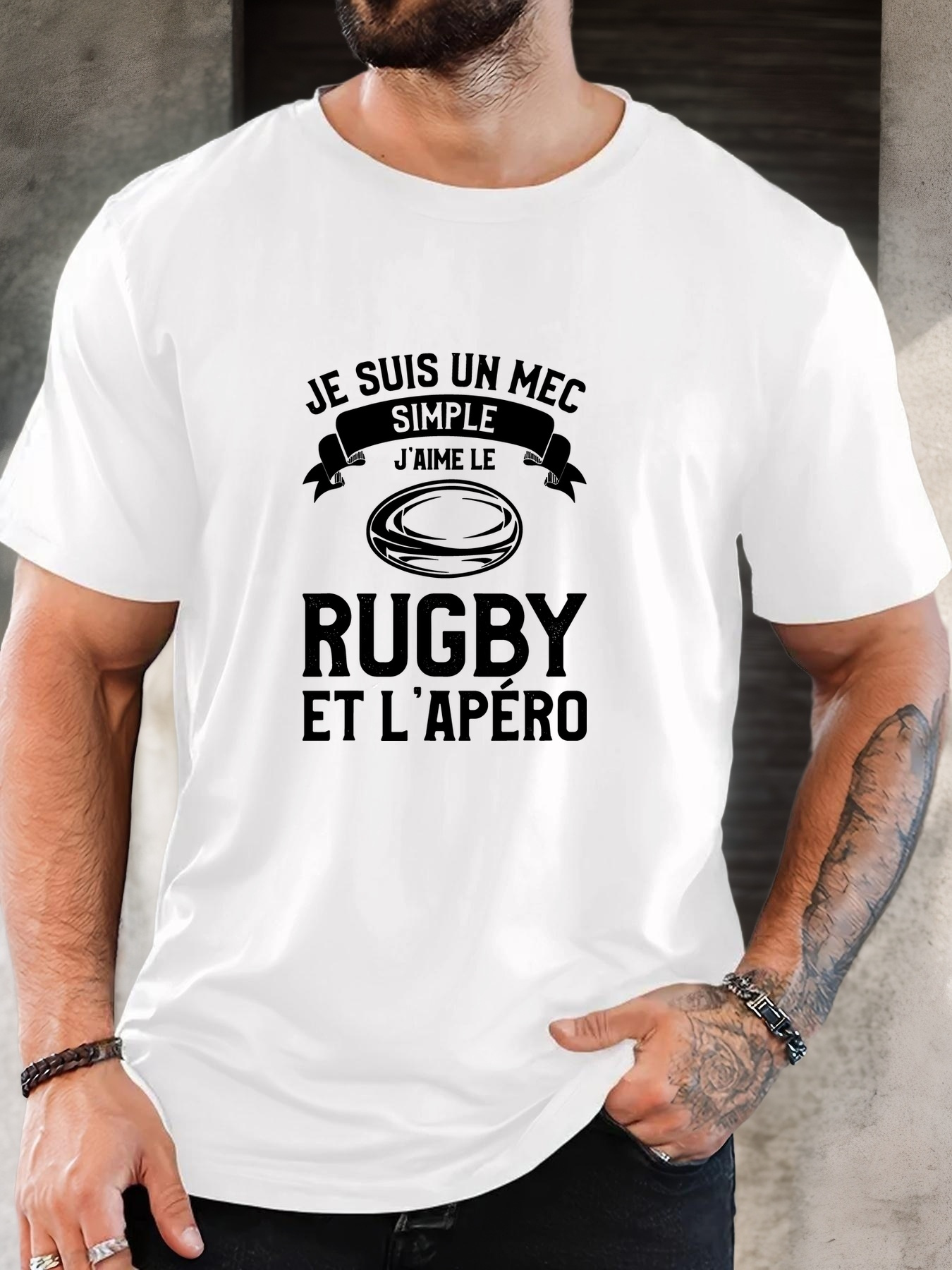 Men'S Summer Casual Short-Sleeve T-Shirt with a Rugby Pattern