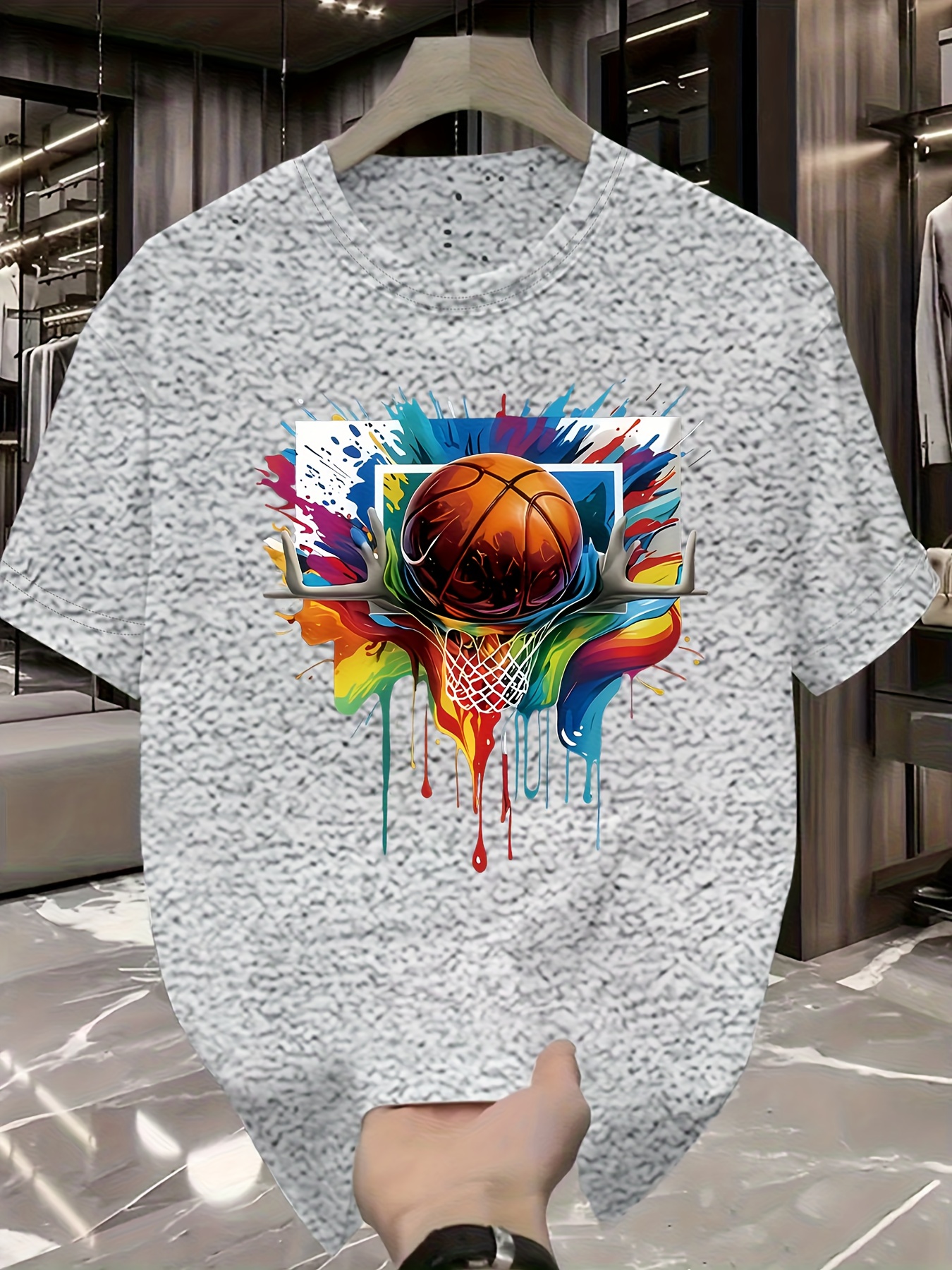 Men's Basketball Jersey T-Shirt with Dunking Player Graphic - Yellow & Black Team Design, Breathable Moisture-Wicking Short Sleeve Shirt for Casual Wear, Training & | All-Season Round Neck Tee